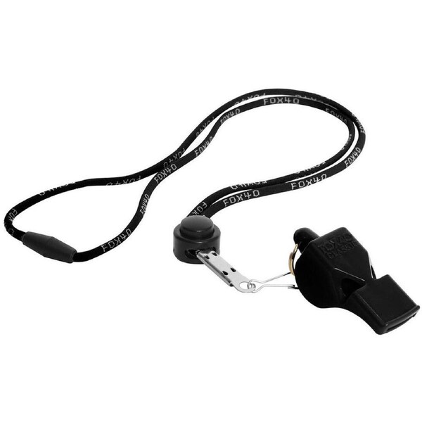 Fox 40 Summit Classic Whistle Sports Accessory w/ Breakaway Lanyard Black