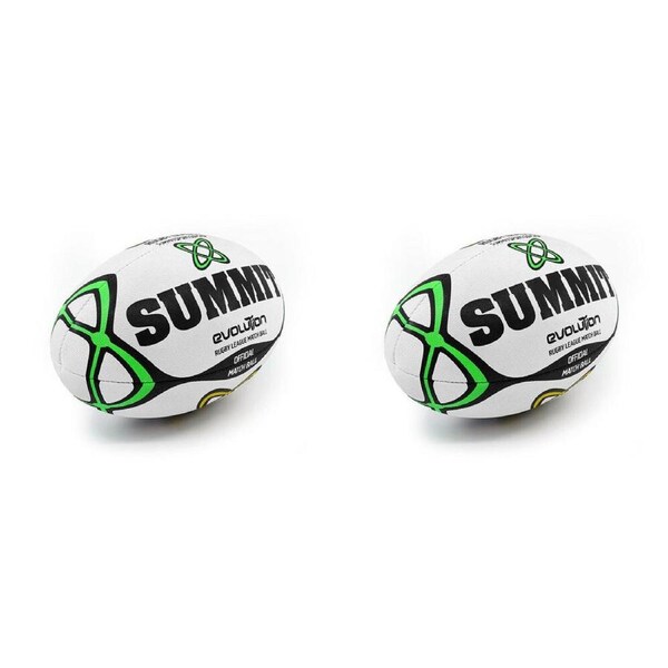 2PK Summit Global Evolution Rugby League Rubber Ball 2.0 Size 5 White/Green