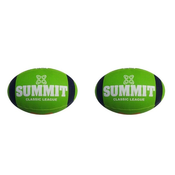 2PK Summit Global Retro Grip Mini League Rubber Rugby Ball Size 3 Lime/Navy