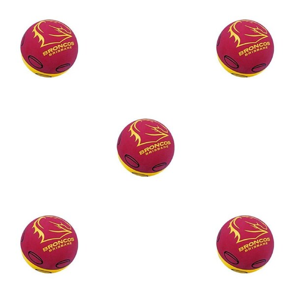 5PK NRL Brisbane Broncos Super-High Bounce Ball 60mm Kids/Child Sports Toy Red