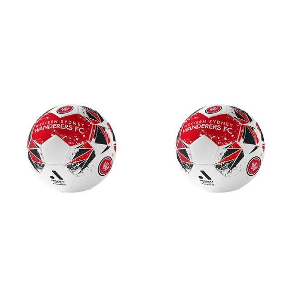 2PK A-League Western Sydney Wanderers Soft Foam PVC Soccer Ball Size 5 Red