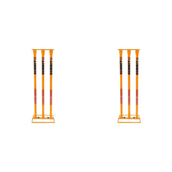 2PK Summit Global Metal Heavy Duty Cricket Stumps w/ Base Training Gear Orange