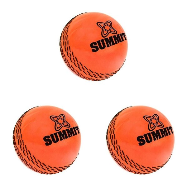 3PK Summit Global Fluro One Dayer Hollow Plastic Durable Cricket Ball Orange