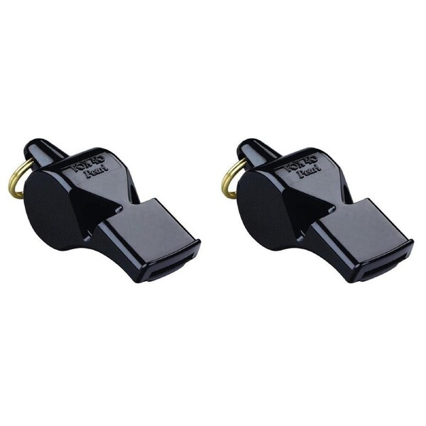 2PK Fox 40 Summit Pearl Whistle Coach Accessory w/ Breakaway Lanyard Black