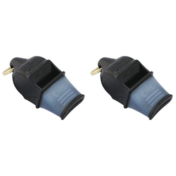 2PK Fox 40 Summit Sonik Blast CMG Whistle Accessory w/ Breakaway Lanyard Black