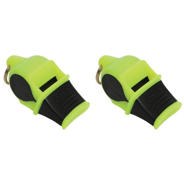 2PK Fox 40 Summit Sonik Blast CMG Sports Whistle w/Breakaway Lanyard Neon/Black