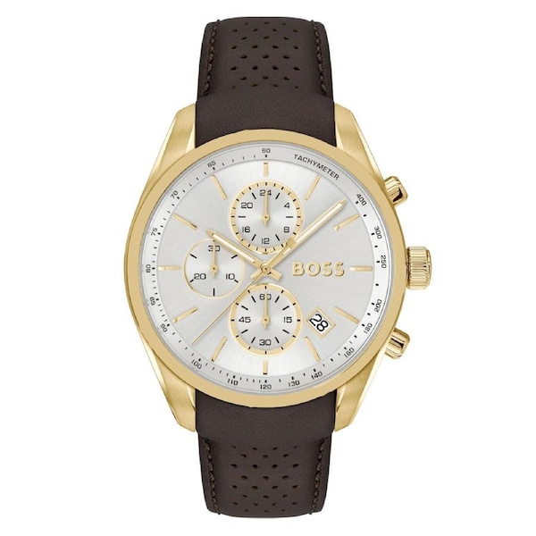 BOSS by Hugo Boss Brown Leather Silver White Chronograph Men's Watch - 1514225