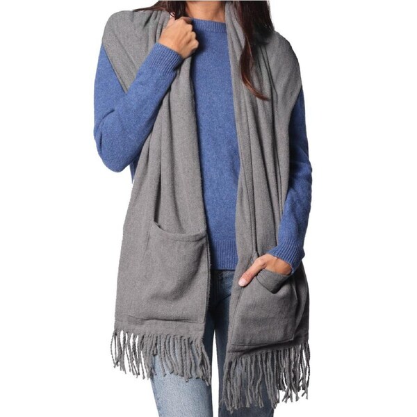 Sash and Bloom Heated Scarf Grey - Fast-Heating Technology Up To 55 Degrees - Super-Soft Heated Scarf with Built-In Pockets