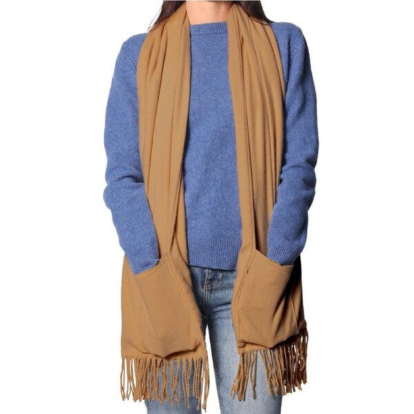 WinterWarm Heated Scarf by Sash and Bloom Nude - Fast-Heating Technology Up To 55 Degrees - Super-Soft Heated Scarf with Built-In Pockets