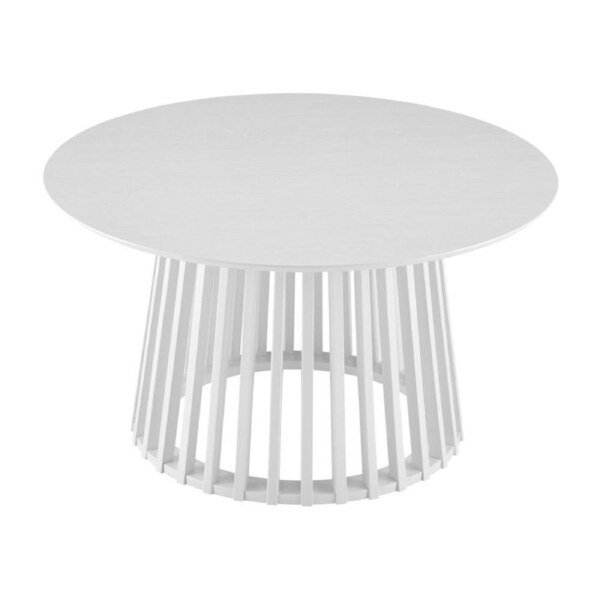 Vanessa Coffee Table Round Slat Base 90cm White