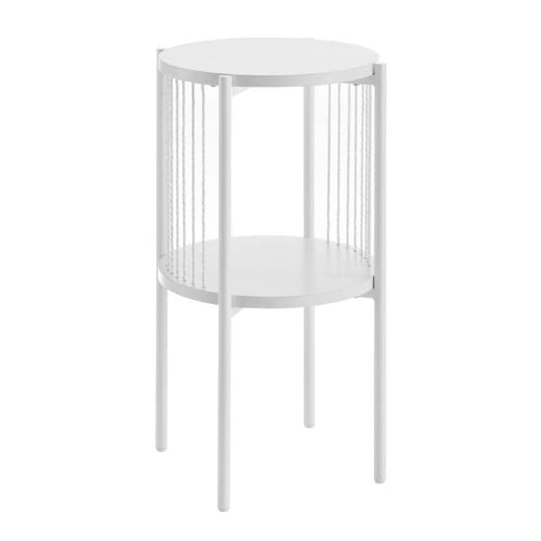 Avayah Round Side Table with shelf 39W x 65H White