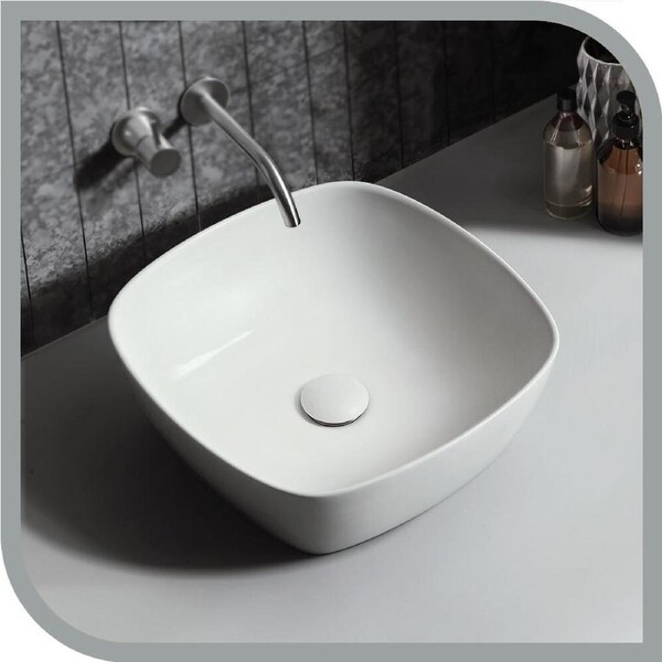 Simplus Bathroom Ceramic Basin Vanity Sink Square Hand Wash Bowl Above Counter 400x400x140mm