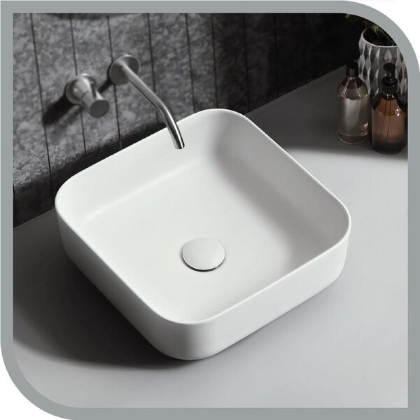 Simplus Bathroom Ceramic Basin Vanity Sink Square Hand Wash Bowl Above Counter 390x390x140mm