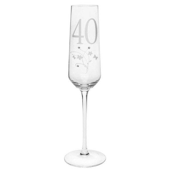 Gibson Gifts 40 Birthday Crystal Champagne Glass Toasting Drinkware Clear