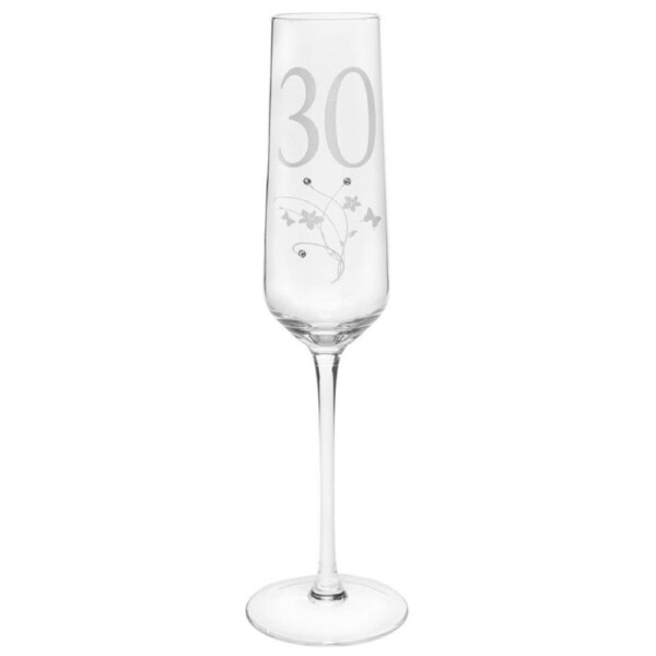 Gibson Gifts 30 Birthday Crystal Champagne Glass Toasting Drinkware Clear