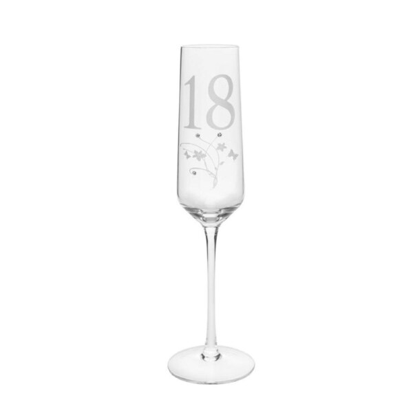 Gibson Gifts 18 Birthday Crystal Champagne Glass Toasting Drinkware Clear