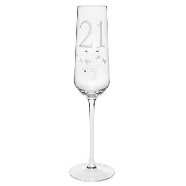 Gibson Gifts 21 Birthday Crystal Champagne Glass Toasting Drinkware Clear