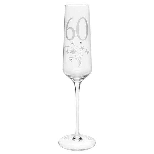 Gibson Gifts 60 Birthday Crystal Champagne Glass Toasting Drinkware Clear