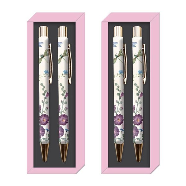 2x 2pc Gibson Gifts Wild Harmony Pen Ball Point Stationery Writing Set Pink