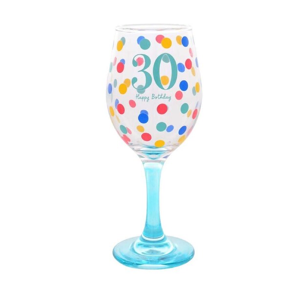 Gibson Gifts 30 Birthday Party Wine Glass Toasting Tumbler Drinkware Blue