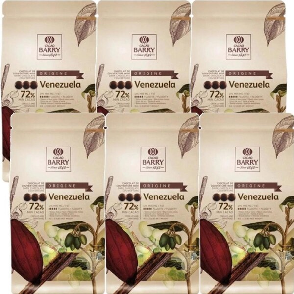Cacao Barry Origin Venezuela Couverture 72% Pistols 1kg 6 Pack Bulk