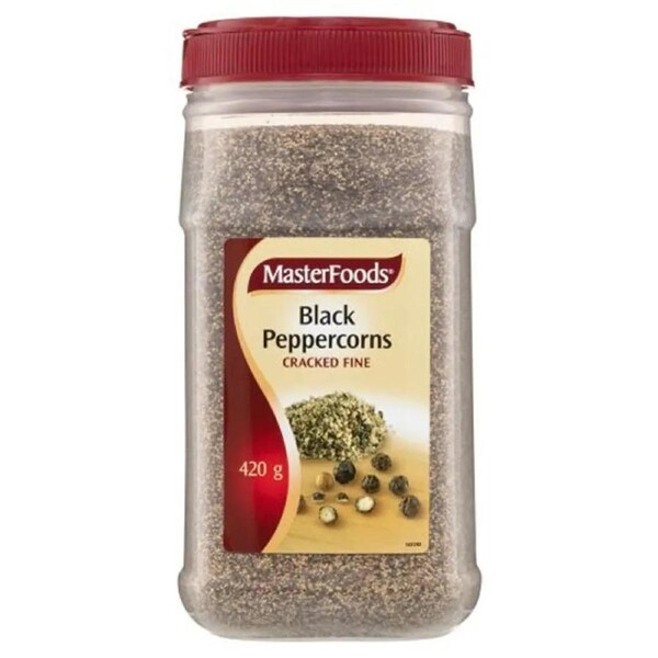 Masterfoods Herb & Spice Black Peppercorns Cracked Fine Seasoning 420g Bottle Bulk Size