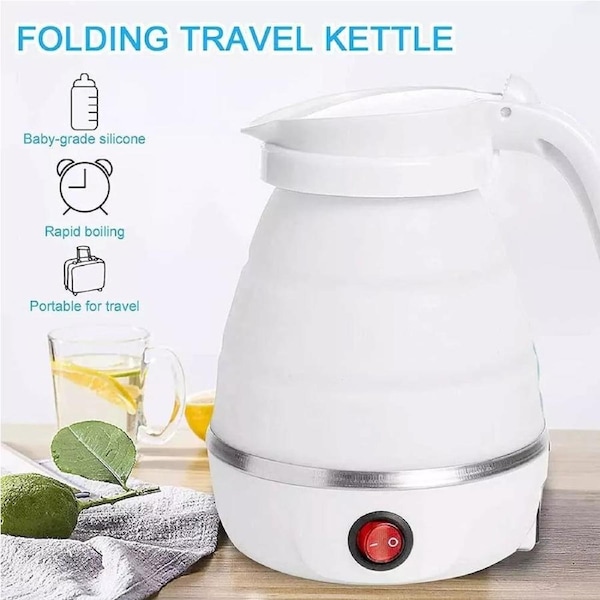 600ml Folding Electric Water Kettle Silicone Collapsible Kettle AU Plug Tea Pot