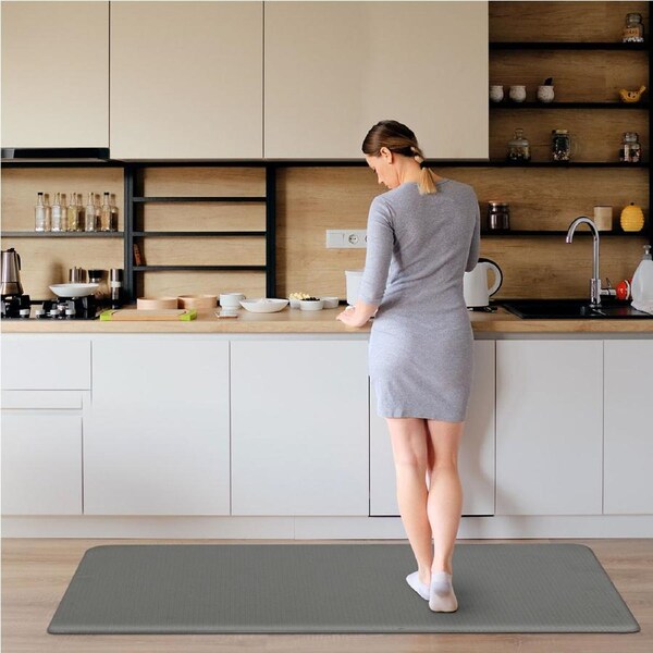2pcs Marlow Waterproof Cushioned PU Kitchen Mats Anti-Fatigue - Grey