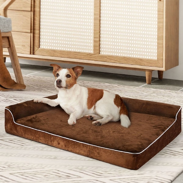 Pawz Orthopedic Dog Bed Memory Foam Cushion Cat Calming Mat Washable M Coffee