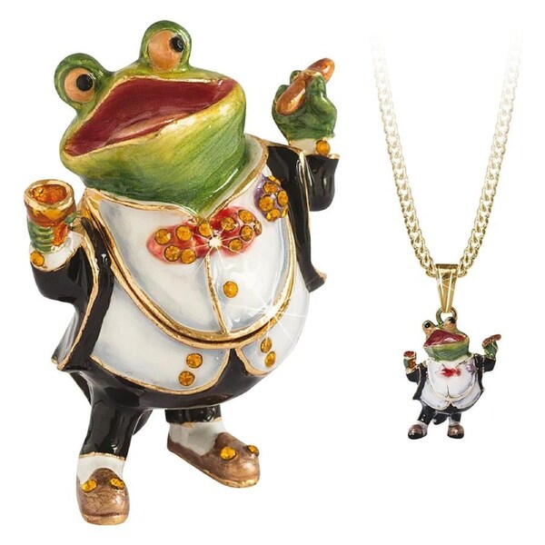 Secrets from Hidden Treasures Collectible Trinket Box with Necklace Wind in The Willows - Toad, Artisanau HT1077