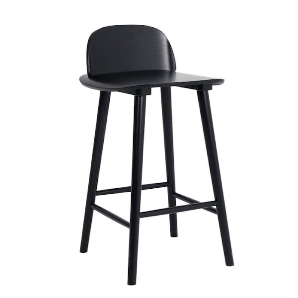 Wooden Bar Stool Dining Chair Ash Wood ELISE 65cm BLACK