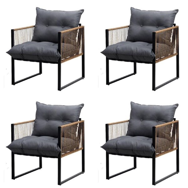 Livsip 4PCS Outdoor Furniture Chairs Garden Patio Garden Lounge Set PE Wicker