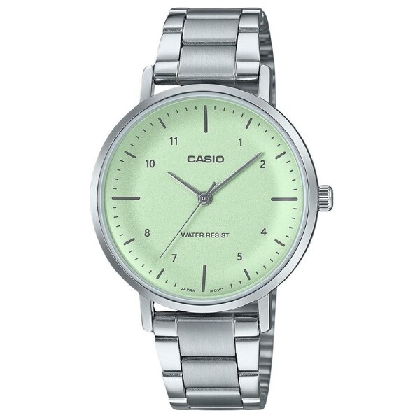 Casio Analog Stainless Steel Mint Green Dial Quartz LTP-VT03D-3B Ladies Watch