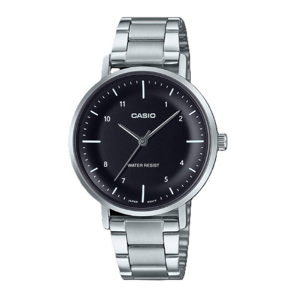 Casio Analog Stainless Steel Black Dial Quartz LTP-VT03D-1B Ladies Watch