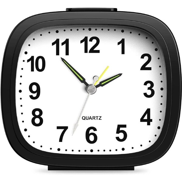 Analog Alarm Clocks for Bedrooms, 4'' Super Silent Non Ticking Battery Operated, Small Analog Clock, Loud Alarm Clock for Heavy Sleepers