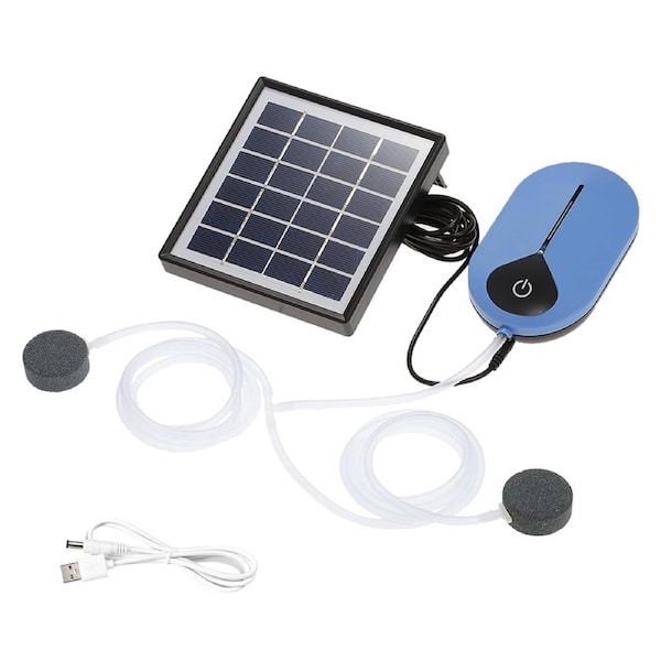 OZNALA Auto Day/Night Solar Powered USB Oxygenator Air Oxygen Pump Aerator Fish Pond Pool