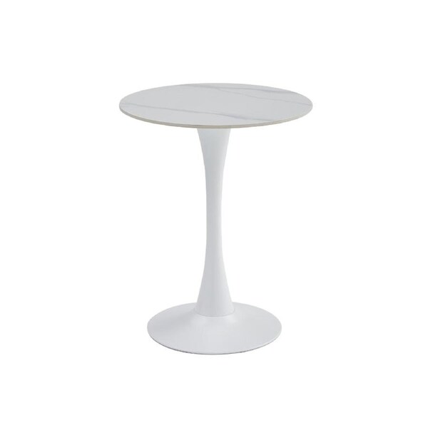 Raimon Furniture Mignon Modern Small Round Look Ceramic Kitchen Dining Table 60cm Snow White