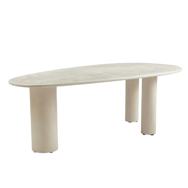 Raimon Furniture Gus Micro-Cement Coated Wooden Curve Kitchen Dining Table 230cm Pebble