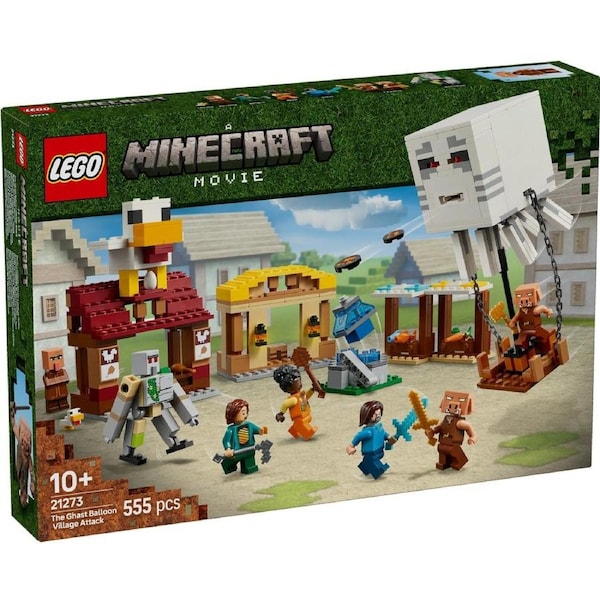 LEGO Minecraft The Ghast Balloon Village Attack, Gamer Gift Toy for Kids 21273