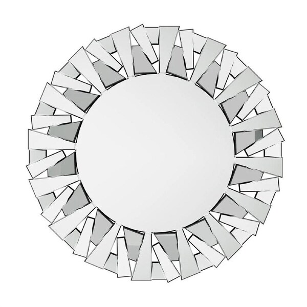 Silver Sunburst Round Wall Mirror
