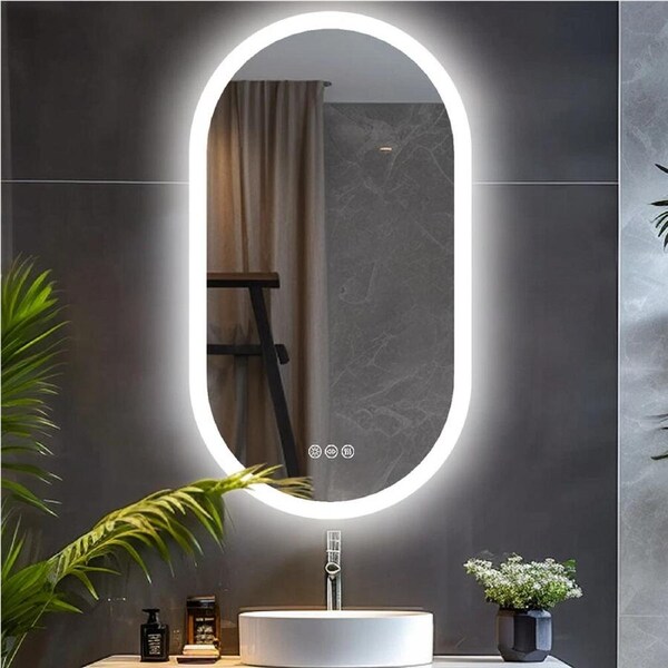 Premium Oval LED Anti-Fog Bathroom Mirror
