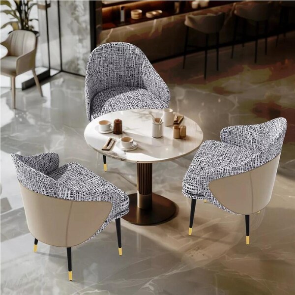 Set of 2 Upholstered Italian Linen Dining Chairs
