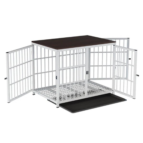 Sturdy Wooden Dog Crate with Storage Table