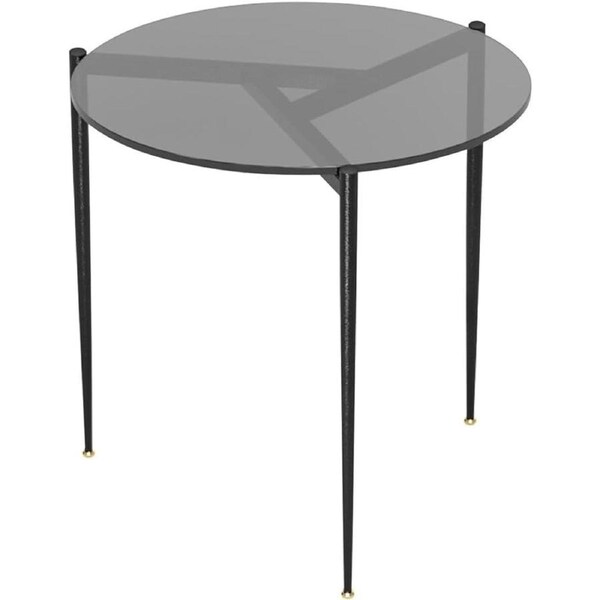 Round Glass Coffee Table with Metal Frame