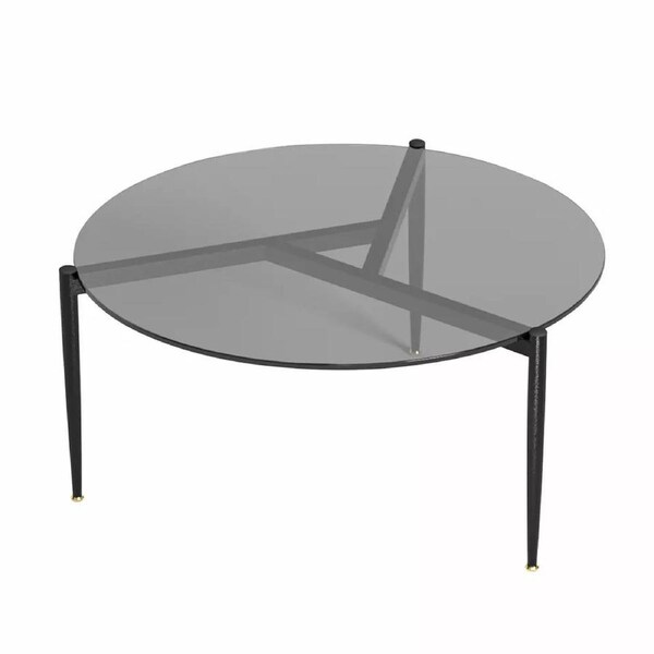 Chic Round Glass Coffee Table with Metal Legs
