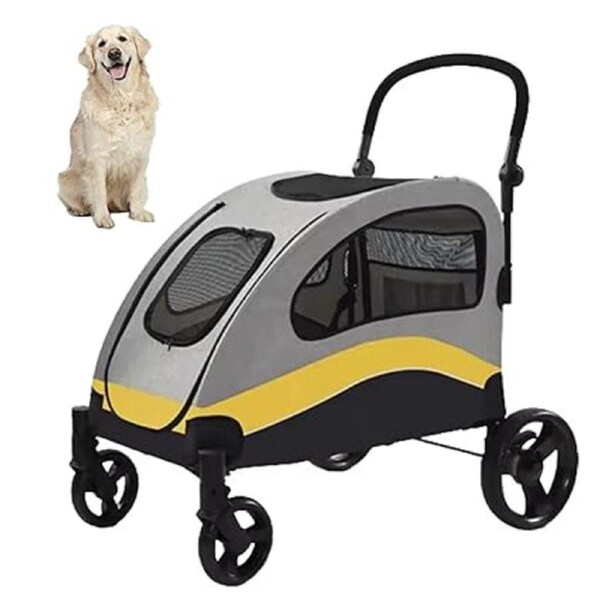 Large Dog Stroller Foldable Pet Pushchair with Doors