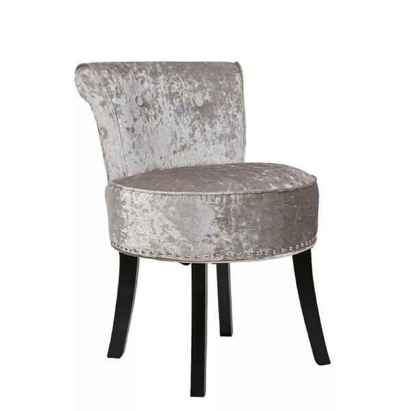 Round Vanity Stool with Padded Seat and Backrest