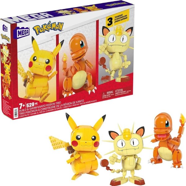 MEGA Pokemon Build Show Kanto Region Trio 3 Figure Sets 529 Pieces Age 7+