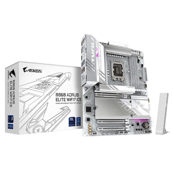 Gigabyte M/B B860 A ELITE WF7 ICE 1.0, Intel B860, 4 x DDR5 up to 256 GB, 2x HDMI, 3 x PCI Express x16, 3 x M.2, 4 x SATA, 6 x USB 3.2 B860 A ELITE WF7 ICE 1.0