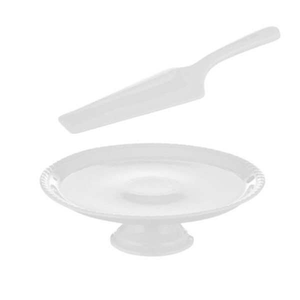Society Home Macy Porcelain Cake Stand and Server Set White